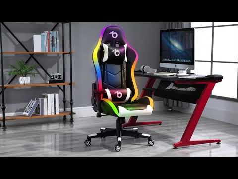 RGB LED-es gamer szék párnával, karfával