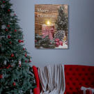 Karácsonyi LED-es hangulatkép – fali akasztóval, 2 x AA, 40 x 30 cm – gyertya