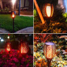 Napelemes kerti LED lámpa láng hatással - 12x12x79 cm