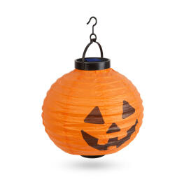 Halloween-i tök mintás szolár lampion - 20 cm - Narancssárga