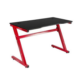 Z alakú gamer íróasztal LED világítással - 80x60x74 cm - Piros, Szürke