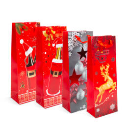 Italos ajándéktasak - papír, karácsonyi - 360 x 127 x 83 mm - 4 féle / csomag - 12 db / csomag