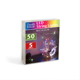 LED fényfüzér - 5 m - 50 LED - multicolor - 3 x AA