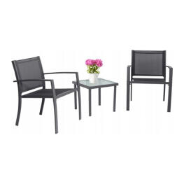 GardenLine kerti bútor szett - Asztal + 2 db szék - Sötétszürke