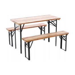 GardenLine kerti bútor szett - Asztal + 2 pad - Fa