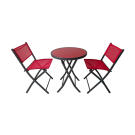 Összecsukható kerti bútor szett - Asztal + 2 db szék - Piros