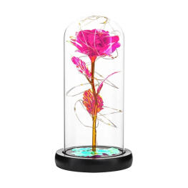 Örök rózsa üveg búrában RGB LED világítással - Rózsaszín