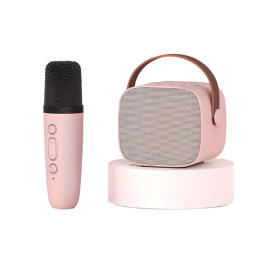 Vezeték nélküli karaoke készlet - Hangszóró + mikrofon - Rózsaszín