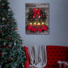 Karácsonyi LED-es hangulatkép - fali akasztóval, 2 x AA, 40 x 30 cm - koszorú