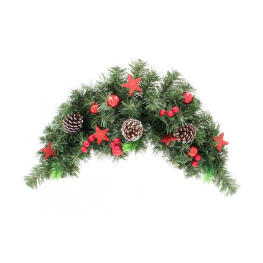 Karácsonyi boltív - piros díszekkel és virággal - 60 cm