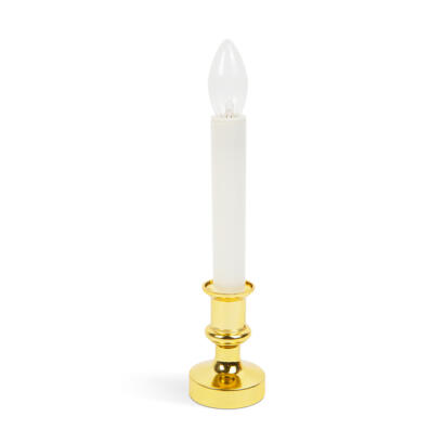 Karácsonyi dísz - sárga LED-es gyertya - fehér arany - 22 cm