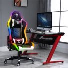 RGB LED-es gamer szék párnával, karfával